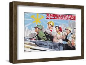 Propaganda Poster, Wonsan City, Democratic People's Republic of Korea (DPRK), North Korea, Asia-Gavin Hellier-Framed Photographic Print