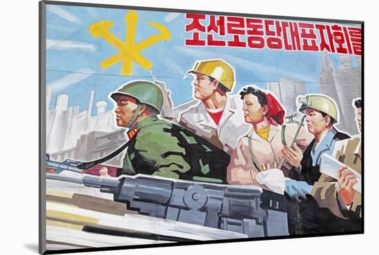 Propaganda Poster, Wonsan City, Democratic People's Republic of Korea (DPRK), North Korea, Asia-Gavin Hellier-Mounted Photographic Print