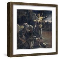 Prophet Elijah in the Desert Awakened by an Angel-Giovanni Lanfranco-Framed Art Print