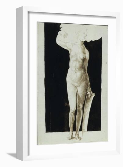 Proportion Study of Female Nude with a Shield, 1500-Albrecht Dürer-Framed Giclee Print