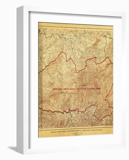Proposal for Great Smoky Mountains National Park - Panoramic Map-Lantern Press-Framed Art Print