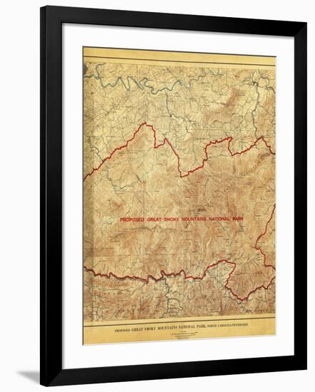 Proposal for Great Smoky Mountains National Park - Panoramic Map-Lantern Press-Framed Art Print