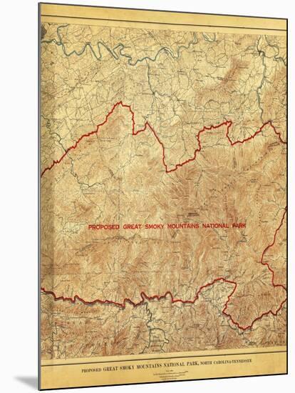 Proposal for Great Smoky Mountains National Park - Panoramic Map-Lantern Press-Mounted Art Print