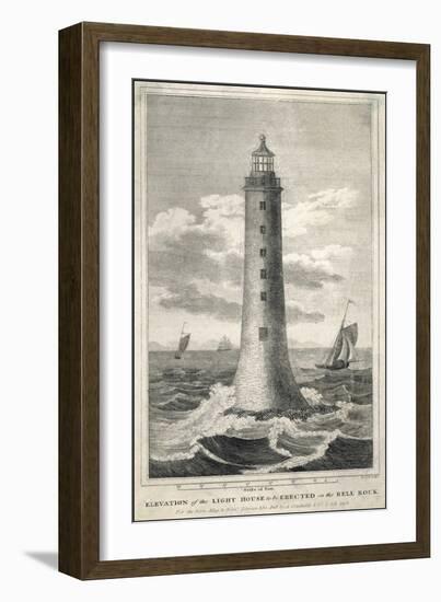Proposed Elevation of Bell Rock Lighthouse with Scale-B. Scott-Framed Art Print