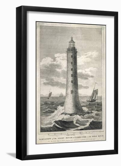 Proposed Elevation of Bell Rock Lighthouse with Scale-B. Scott-Framed Art Print