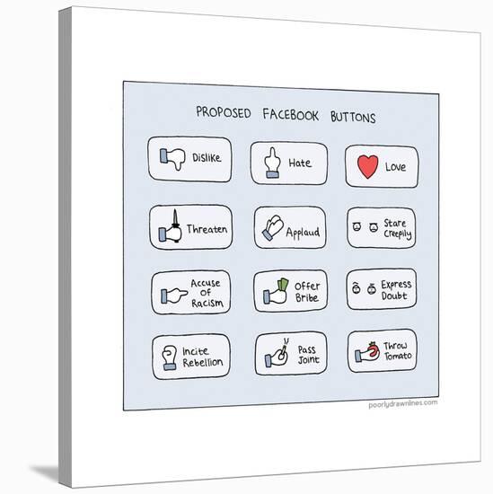 Proposed Facebook Buttons-Reza Farazmand-Stretched Canvas