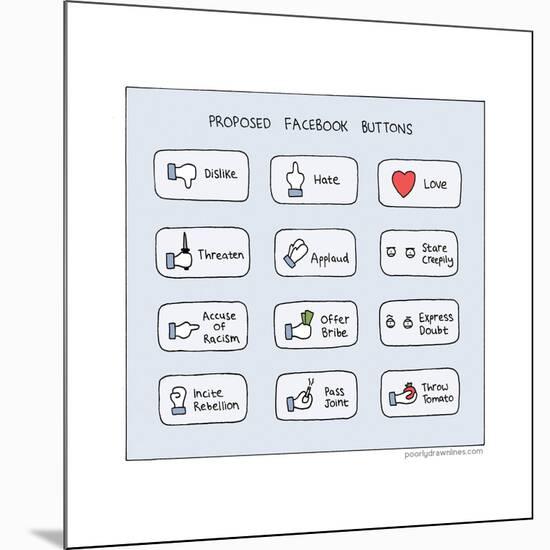 Proposed Facebook Buttons-Reza Farazmand-Mounted Art Print