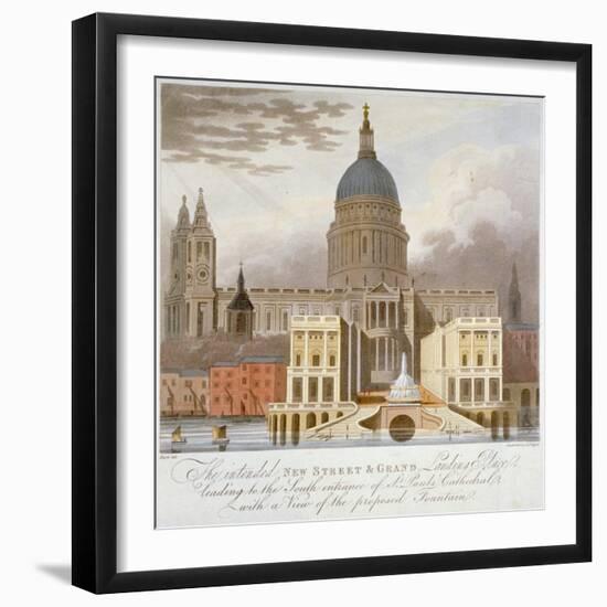 Proposed Riverfront Access to St Paul's Cathedral, City of London, 1826-GS Tregear-Framed Giclee Print