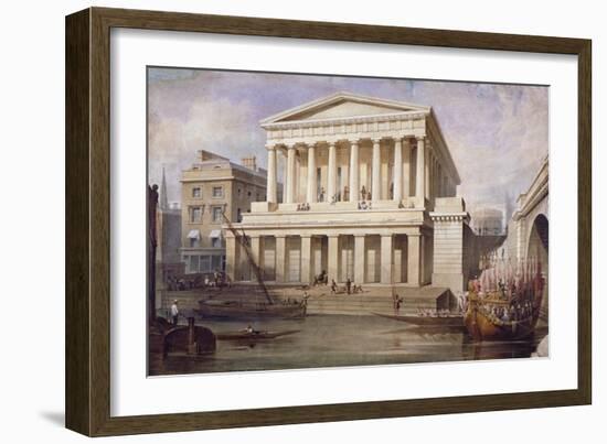 Proposed View of Fishmongers Hall Near London Bridge, City of London, C1830-Frederick Nash-Framed Giclee Print