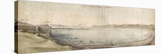 Prospect of the Bay of Tangier from the South-East (Pen and Brown Ink and Watercolour over Graphite-Wenceslaus Hollar-Stretched Canvas