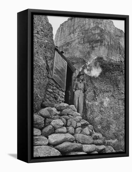 Prospector Chuck Aylor Searching in Superstition Mountains of Southern Ariz. for Lost Gold Mine-Bill Ray-Framed Stretched Canvas