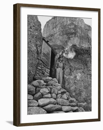 Prospector Chuck Aylor Searching in Superstition Mountains of Southern Ariz. for Lost Gold Mine-Bill Ray-Framed Photographic Print