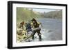 Prospector Panning for Gold Near Sutter's Mill in the American River, Coloma, California-null-Framed Giclee Print