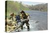 Prospector Panning for Gold Near Sutter's Mill in the American River, Coloma, California-null-Stretched Canvas