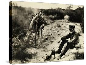 Prospector Preparing Meal for Himself-null-Stretched Canvas