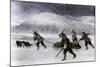 Prospectors' Dogsled in a Snowstorm to Get to the Klondike Goldfields, 1898-null-Mounted Giclee Print