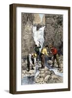 Prospectors Finding Gold in a Georgia Stream, c.1800-null-Framed Giclee Print