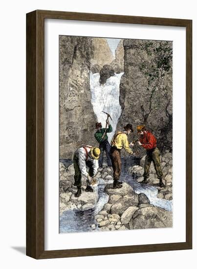 Prospectors Finding Gold in a Georgia Stream, c.1800-null-Framed Giclee Print