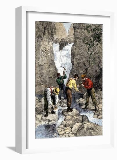 Prospectors Finding Gold in a Georgia Stream, c.1800-null-Framed Giclee Print