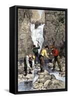 Prospectors Finding Gold in a Georgia Stream, c.1800-null-Framed Stretched Canvas