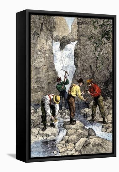 Prospectors Finding Gold in a Georgia Stream, c.1800-null-Framed Stretched Canvas
