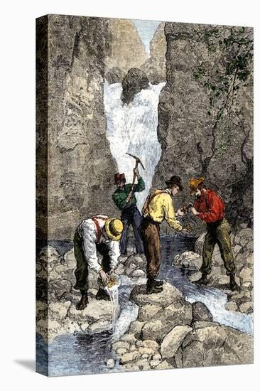 Prospectors Finding Gold in a Georgia Stream, c.1800-null-Stretched Canvas