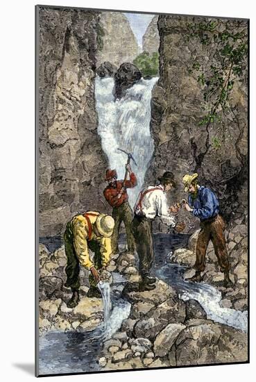 Prospectors Finding Gold in a Stream during the California Gold Rush-null-Mounted Giclee Print