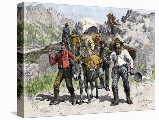 Prospectors Looking for New Diggings during the Gold Rush, c.1850-null-Stretched Canvas
