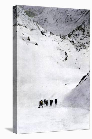 Prospectors Nearing Summit of the Chilkoot Pass during the Alaska Gold Rush, c.1897-null-Stretched Canvas