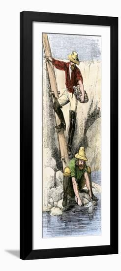 Prospectors Panning for Gold during the California Gold Rush-null-Framed Giclee Print