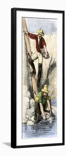 Prospectors Panning for Gold during the California Gold Rush-null-Framed Premium Giclee Print