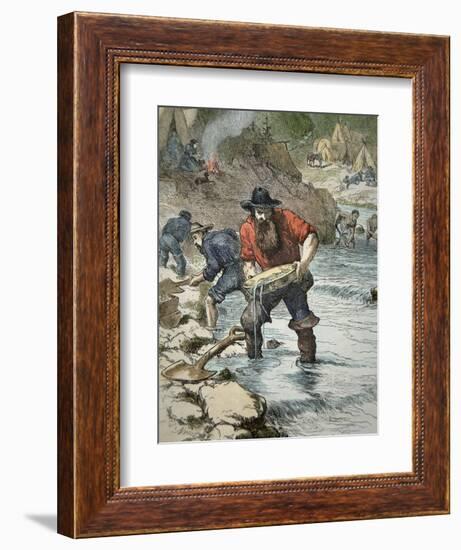 Prospectors Panning For Gold During the Californian Gold Rush of 1849-null-Framed Giclee Print