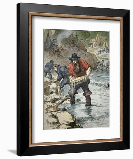 Prospectors Panning For Gold During the Californian Gold Rush of 1849-null-Framed Giclee Print