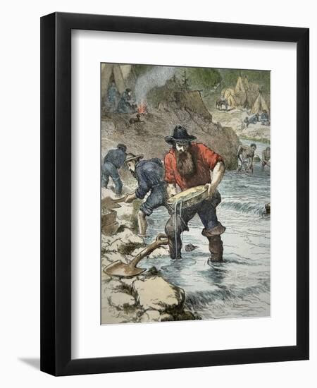 Prospectors Panning For Gold During the Californian Gold Rush of 1849-null-Framed Giclee Print