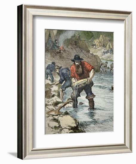 Prospectors Panning For Gold During the Californian Gold Rush of 1849-null-Framed Giclee Print