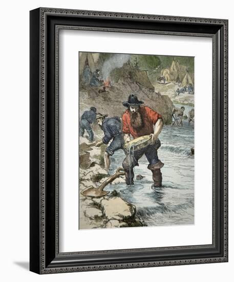 Prospectors Panning For Gold During the Californian Gold Rush of 1849-null-Framed Giclee Print