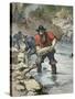 Prospectors Panning For Gold During the Californian Gold Rush of 1849-null-Stretched Canvas