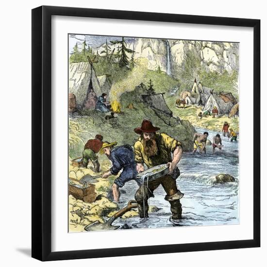 Prospectors Panning for Gold in the California Gold Rush-null-Framed Giclee Print