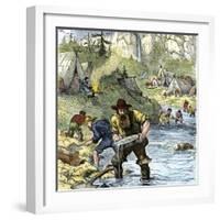 Prospectors Panning for Gold in the California Gold Rush-null-Framed Giclee Print