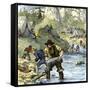 Prospectors Panning for Gold in the California Gold Rush-null-Framed Stretched Canvas