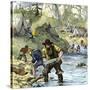 Prospectors Panning for Gold in the California Gold Rush-null-Stretched Canvas