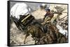 Prospectors Traveling a Rough Road to the Gold Regions of California-null-Framed Stretched Canvas