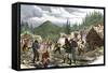 Prospectors Working the Gregory Gold Diggings in the Colorado Rockies, May 1859-null-Framed Stretched Canvas