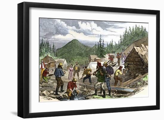 Prospectors Working the Gregory Gold Diggings in the Colorado Rockies, May 1859-null-Framed Giclee Print