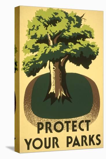 Protect Your Parks, Stately Tree-null-Stretched Canvas