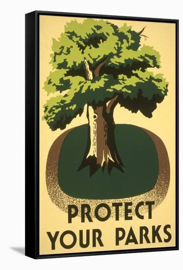 Protect Your Parks, Stately Tree-null-Framed Stretched Canvas