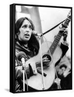 Protest Folk Singer Joan Baez Performing in 1965-null-Framed Stretched Canvas