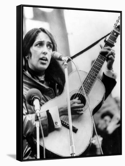 Protest Folk Singer Joan Baez Performing in 1965-null-Framed Stretched Canvas