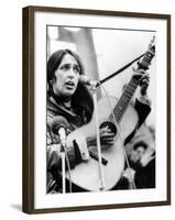 Protest Folk Singer Joan Baez Performing in 1965-null-Framed Photo