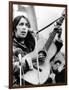 Protest Folk Singer Joan Baez Performing in 1965-null-Framed Photo